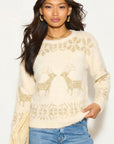 Fluffy Christmas Reindeer Jumper (CREAM)