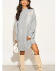 Multi Diamonded and Sequin design pattern Embroidered Long Jumper in grey