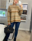 Ribbed stripe mix yarn oversize jumper