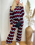 Zig Zag Print crop top and trousers tracksuits