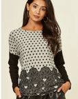Dot and Sweetheart Printed Jumper Top (GREY)
