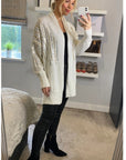 Sequin embellished shoulder and front soft knit cardigan in white