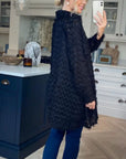 Black color Oversized shirt dress in multi tassel stripe design fabric