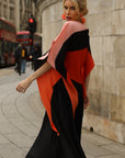 Orange Colour Block Pleated Top and Skirt Co-ords Suits