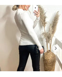 Soft knit Jumper top with Cut Outs design in white