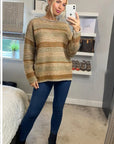 Ribbed stripe mix yarn oversize jumper