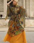 Pattern Print Pleated Blouse & Trousers Set