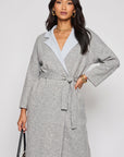Reversible wool blend cardigan coat