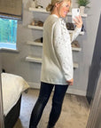 Sequin embellished front and sleeves design jumper in white