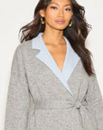 Reversible wool blend cardigan coat