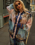 Ocean Treasure Print Relaxed Shirt & Trousers Co-Ord Set In Blue