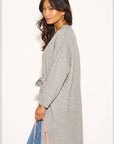 Reversible wool blend cardigan coat