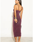 Scooped-neck sleeveless metallic-knit maxi dress in Pink