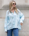 Gold Leave's Embroidered Shirt in Soft cotton fabric in Blue
