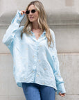 Gold Leave's Embroidered Shirt in Soft cotton fabric in Blue