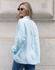 Gold Leave's Embroidered Shirt in Soft cotton fabric in Blue