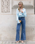Gold Leave's Embroidered Shirt in Soft cotton fabric in Blue