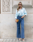 Gold Leave's Embroidered Shirt in Soft cotton fabric in Blue