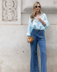 Gold Leave's Embroidered Shirt in Soft cotton fabric in Blue