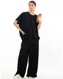 Oversized comfort stretch-jersey top and Relaxed-fit trousers in Black