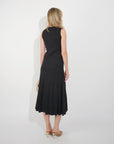 Pearl Bead Pointelle knit bodycon midi dress in Black
