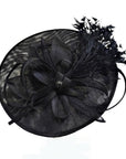 Statement Fascinator Hat With Feather Detail In Black