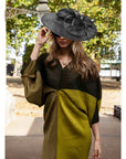 Statement Fascinator Hat With Feather Detail In Black