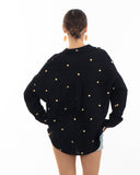 Gold Polka Dots Embroidered Shirt in Soft cotton fabric in Black