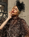 Statement Fascinator with Veil, Bow and Feather Accents
