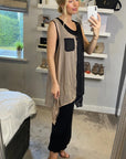 Chiffon Long Top Plain Cotton Maxi Dress(BLACK)