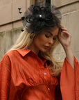 Mesh Fascinator with Sculpted Bow And Faux Pearl Detail