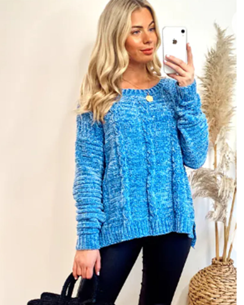 Cable knit velvet fabric knitted jumper