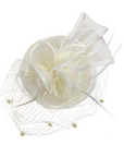 Statement Fascinator with Veil, Bow and Feather Accents