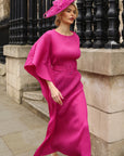 Statement Fascinator Hat With Feather Detail In Fusion Pink