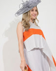 Statement Fascinator Hat With Feather Detail In Grey
