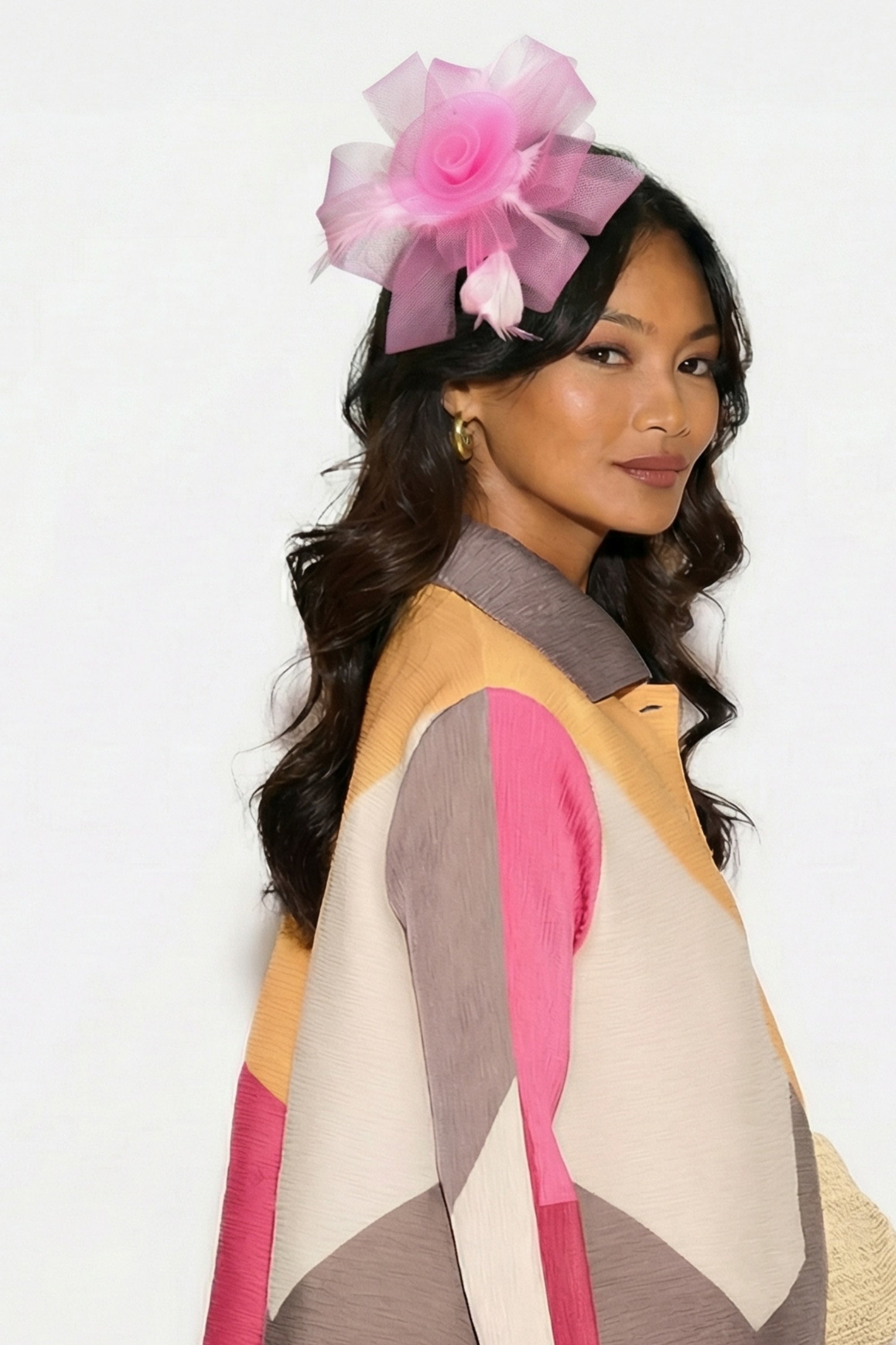 Rose Floral And Feather Fascinator With Hair Clip