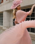 Statement Fascinator Hat With Feather Detail In Dusty Pink