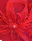 Statement Fascinator Hat With Feather Detail In Red