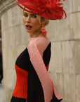 Statement Fascinator Hat With Feather Detail In Red