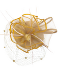 Statement Fascinator with Veil, Bow and Feather Accents