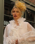 Statement Fascinator with Veil, Bow and Feather Accents