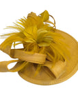Fascinator With Feather & Sculptural Loop Detail In Gold