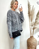 Cable knit velvet fabric soft knitted jumper