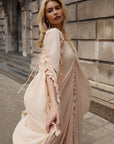 Ivory Ruffle-Trim Draped Resort Dress