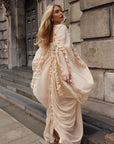 Ivory Ruffle-Trim Draped Resort Dress