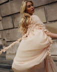 Ivory Ruffle-Trim Draped Resort Dress