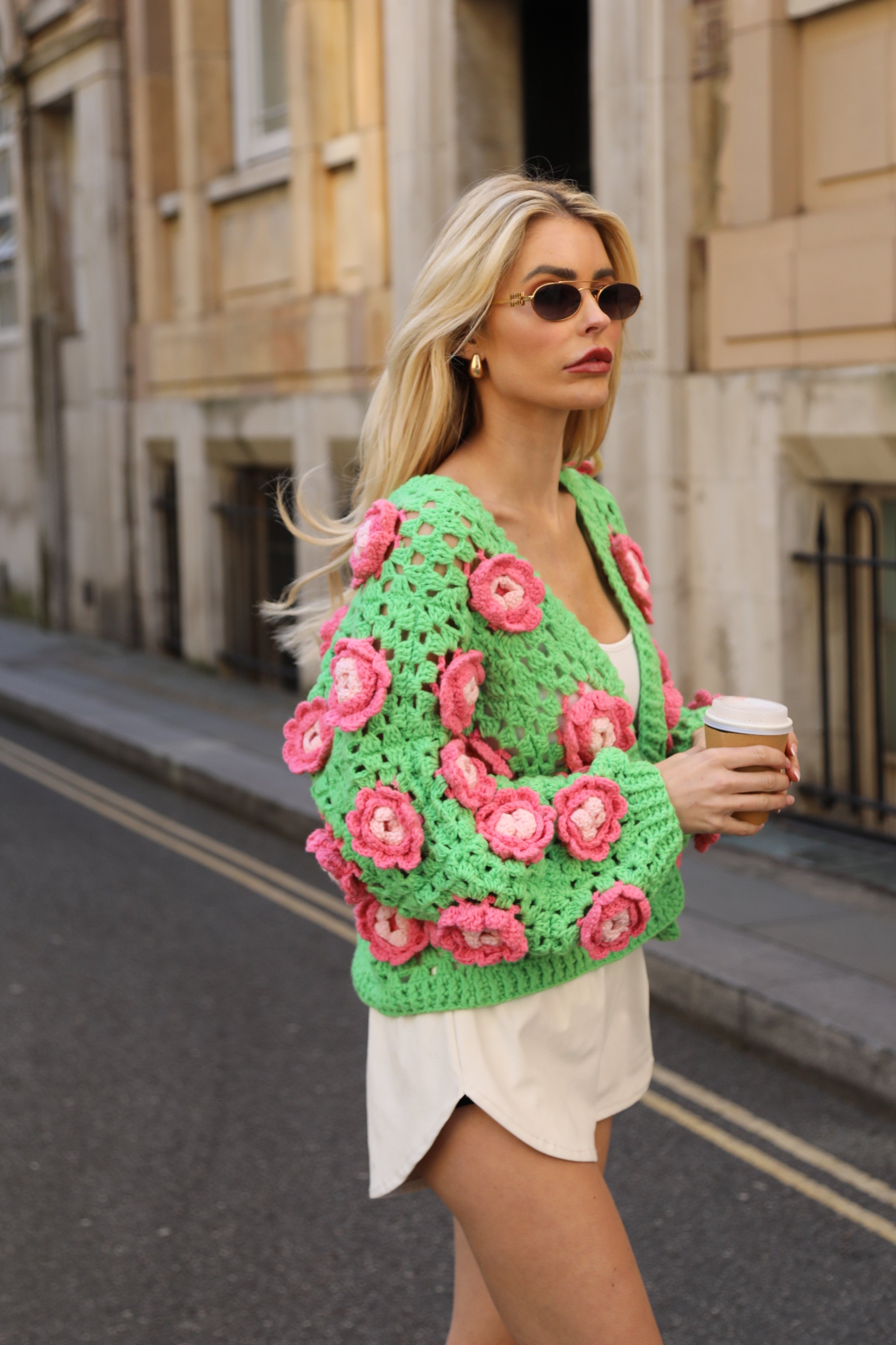 Hand Knit Statement Crochet Flower Cardigan – CY Boutique