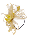 Feather & Floral Fascinator Headband In Yellow