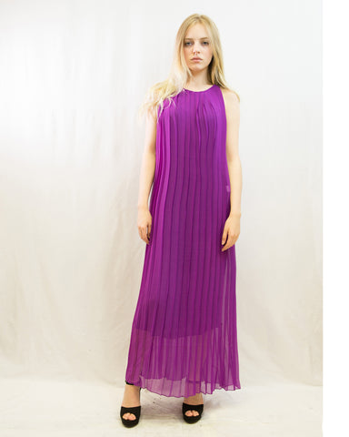Pleated Full Length Maxi Dress (Purple)