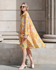 Orange Yellow Paisley Print artwork print Stain Oversized shirt dress